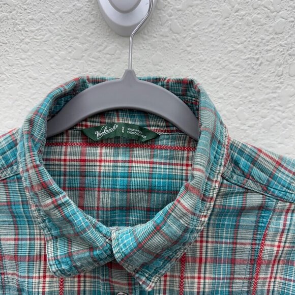 Woolrich Plaid Pearl Snap Cotton Long Sleeve Button Up Shirt Womens size Medium - Picture 2 of 7